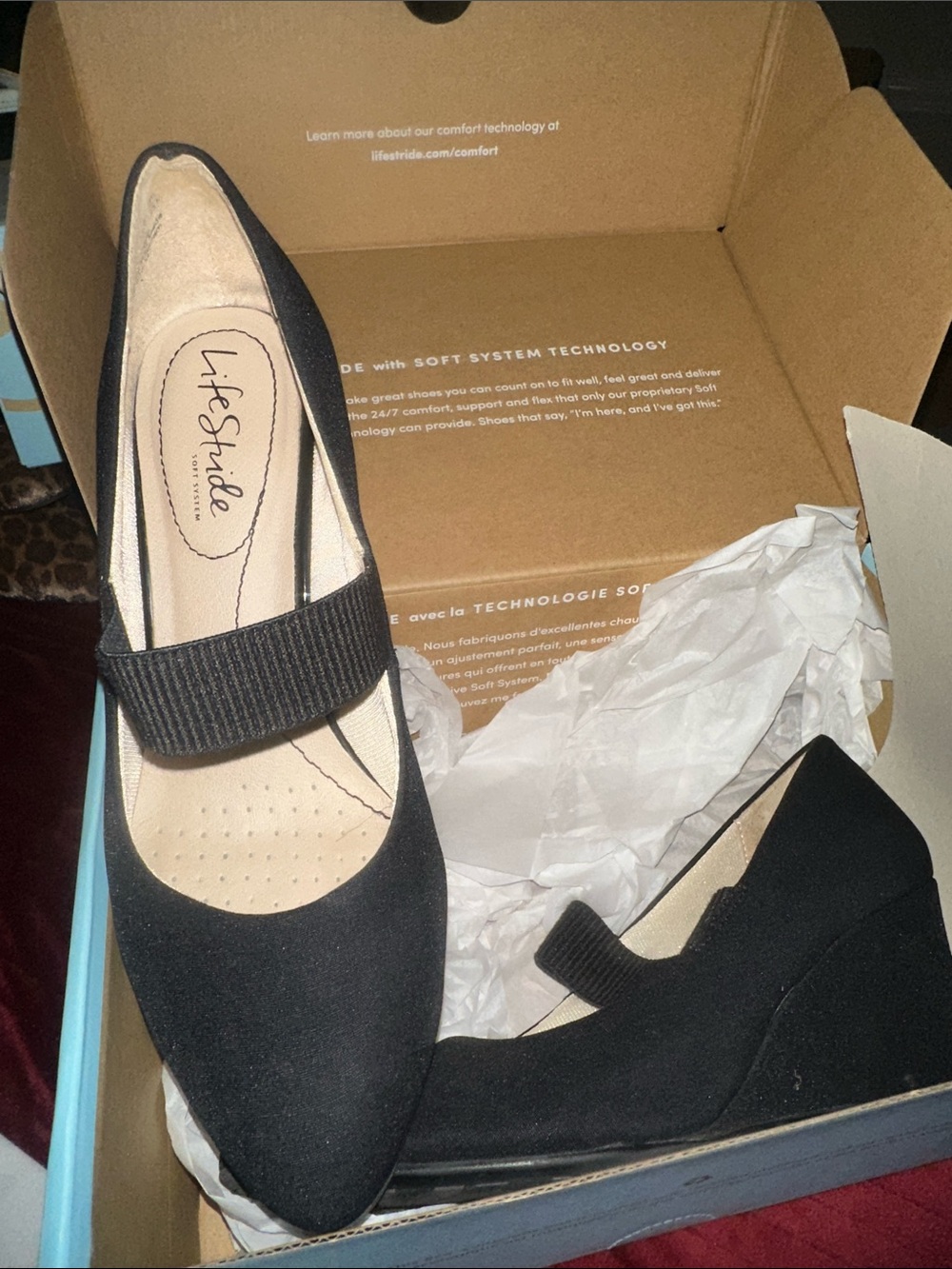 Life Stride Women's Black Mary Jane Wedge Pumps size 7 M used like new with box